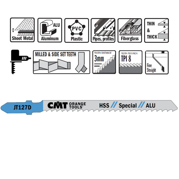 CMT JT127D-5 Jig Saw Blades for Metal – 5-Pack