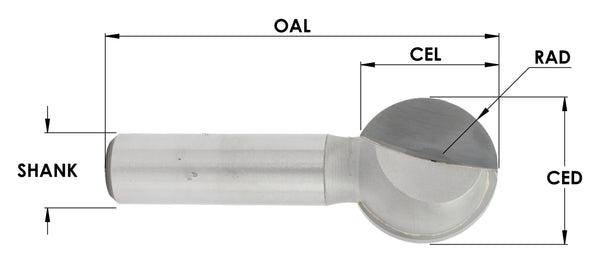SE1450 - C/T 2 flute Ball Cutting Bit, 3/16