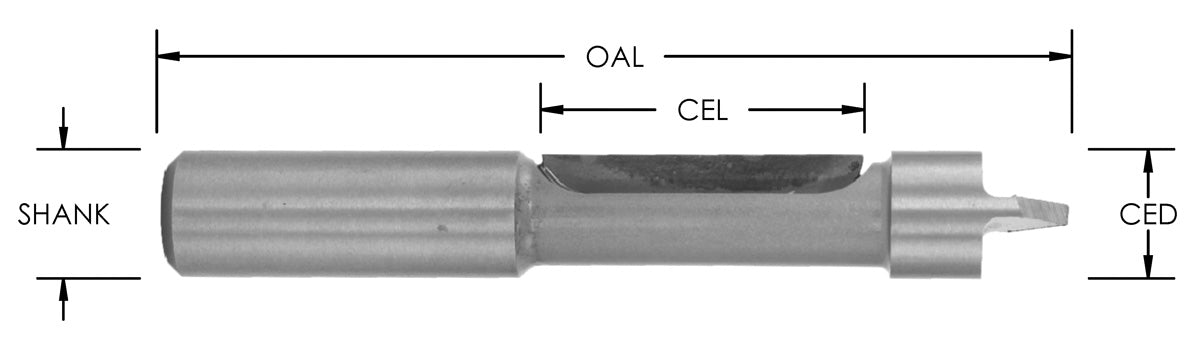 SE1703 - C/T 1/2 " Panel Pilot Bit 2" CL x 1/2 Shk x 1 FL x 4-1/8 OAL