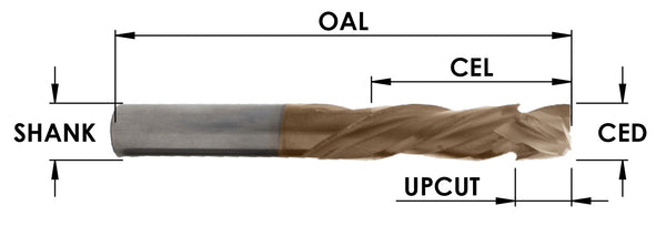 HMDUD750 - SC MOAB-PLUS COATED 3+3 COMPRESSION BIT ( MD EXTENDED LIFE) : 3/8 CD X 1-1/4  CL X 3/8 SHK X 3 OAL : 3/8 UPCUT