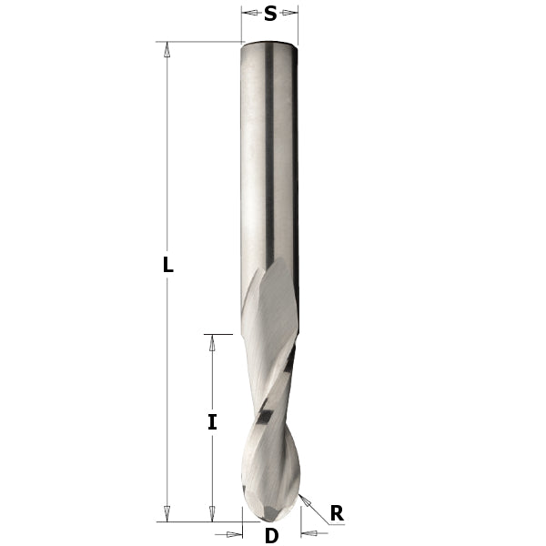 CMT 199.001.11 Solid Carbide Upcut Ball Nose Spiral Bit, 1/8-Inch Diameter, 1/4-Inch Shank