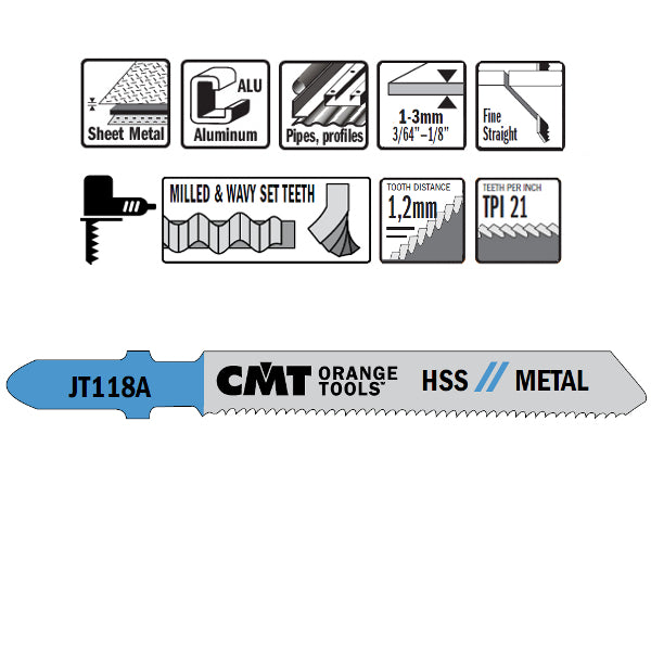 CMT JT118A-5 Jig Saw Blades for Metal – 5-Pack