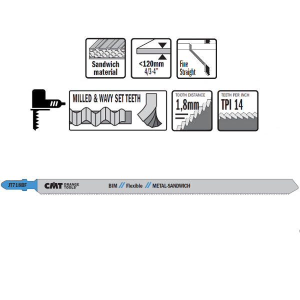CMT JT718BF-3 Jig Saw Blades for Metal-Sandwich, 6-3/8-In - 3-Pack