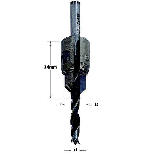 CMT 521.001.11 Adjustable Countersink, Diameter from 7/16-Inch to 19/32-Inch.