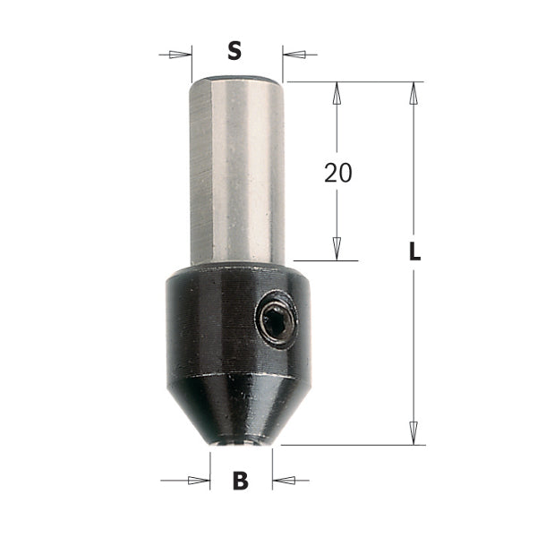 CMT 364.035.00 Adaptor for twist drills, 3.5mm (9/64-inch) Diameter, 10x20mm Shank