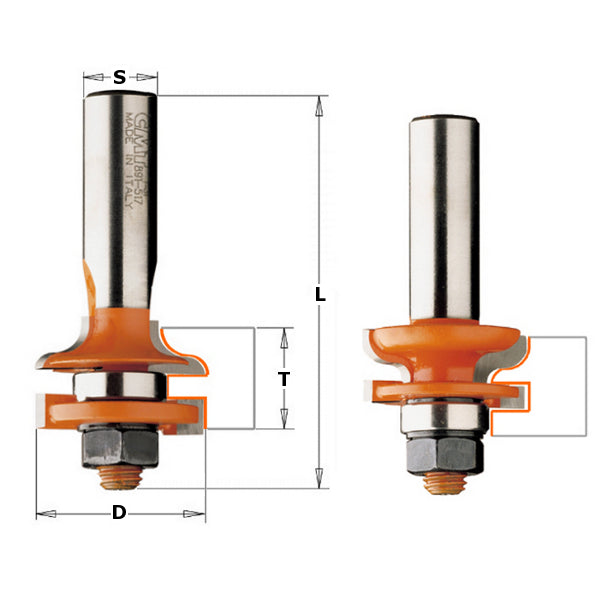 CMT 891.517.11 2-Piece Junior Rail & Stile Bit Set, 1-1/4-Inch Diameter, 1/2-Inch Shank