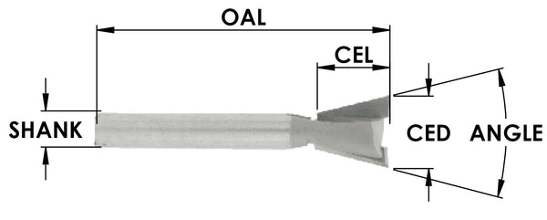 SE1661 - C/T 2 flute 8 Deg Dovertail Bit, 5/16