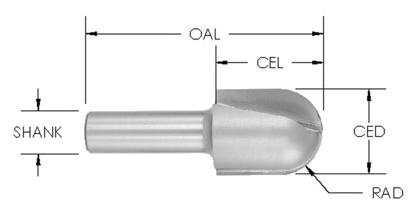 SE1406C - C/T Core Box Bit 1/2 Rad x 1 CD x 1/2 Shank x 2-1/2