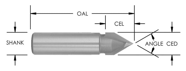 SE1560 - C/T  60 Deg V-Groove x1/2 CD  x1/2 Sh x 2-1/4 OAL