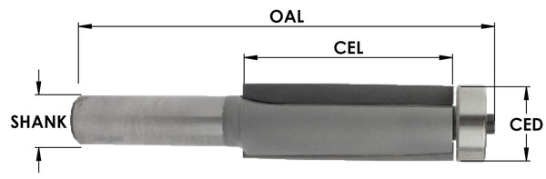 SE2580 - C/T 2 FL Dshear F/T,3/4 Dia x 2 CL x 4 OALx 1/2 Sh