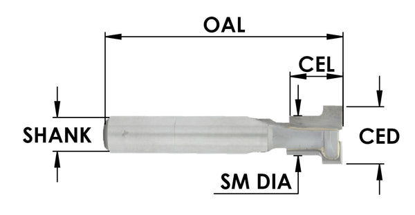 SE3052 - C/T Keyhole x1/2 CD x 1/2 CL x 1/4 Sh x 1-3/4 OAL
