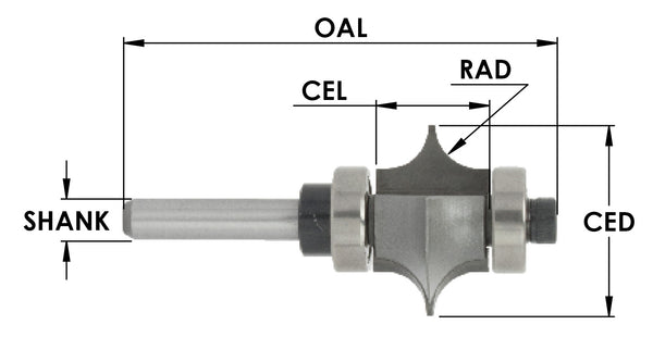 SE3192 - C/T Full Bead   3/16 Rad x 1 CD x 1/2 CL