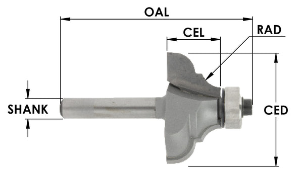 SE3210 - C/T Cove & Bead   1/4 Rad x 1 5/16 CD x 5/8 CL x 1/4