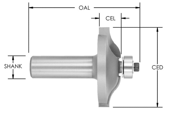 SE3266 - C/T ELLIPSE OGEE 1 3/4 CD X 1/2 CL X 1/2 SK