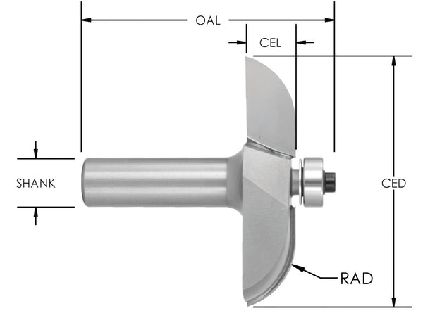 SE5951 - C/T Ogee Raised Panel 2 W x 1/2 Sh x 2-1/2 Dia