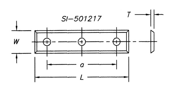 SI-501017 - Insert 50 x 10.0 x 1.7,  4 sided with 3 hole