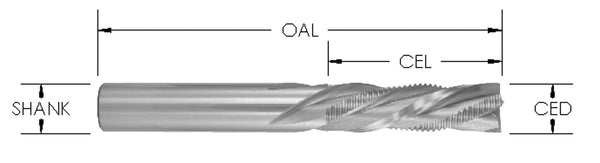 SRD846FIN - 3/4 CD X 2 1/8 CL X 3/4 SH X 4FL RH DN FIN RUF