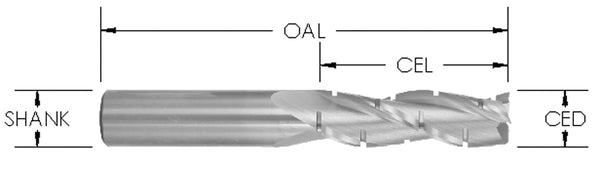 SRU485TCB - CB UPCUT 3/4 CD X 1 1/2 CL X 3/4 Shk X 4 OAL X 3 FL