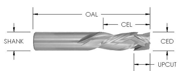 SHDUD751 - SC 3+3 COMPRESSION BIT ( HD MAX LIFE) : 3/8 CD X 1-1/4  CL X 3/8 SHK X 3 OAL : 3/16 UPCUT